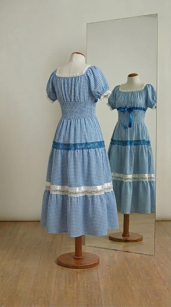 Vestido azul de verano confeccionado artesanalmente